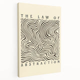 Stretched canvas showcasing a modern abstract minimalist design in soft earth tones, displayed from a side view, ideal for contemporary home decor.