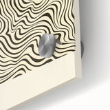 Close-up of an abstract minimalist wall art design showcasing vibrant colors and geometric shapes, printed on acrylic glass for a modern aesthetic.