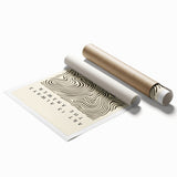 Abstract minimalist wall art print showcasing soft pastel colors and geometric shapes, elegantly rolled for easy display. Ideal for modern home decor and art enthusiasts.