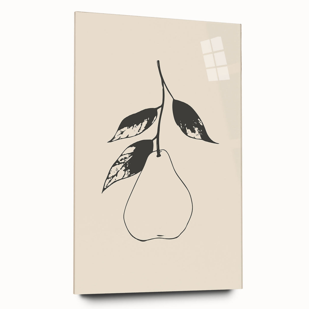 Abstract minimalist wall art piece displayed in a sleek acrylic glass frame, showcasing subtle colors and geometric shapes, perfect for modern decor.