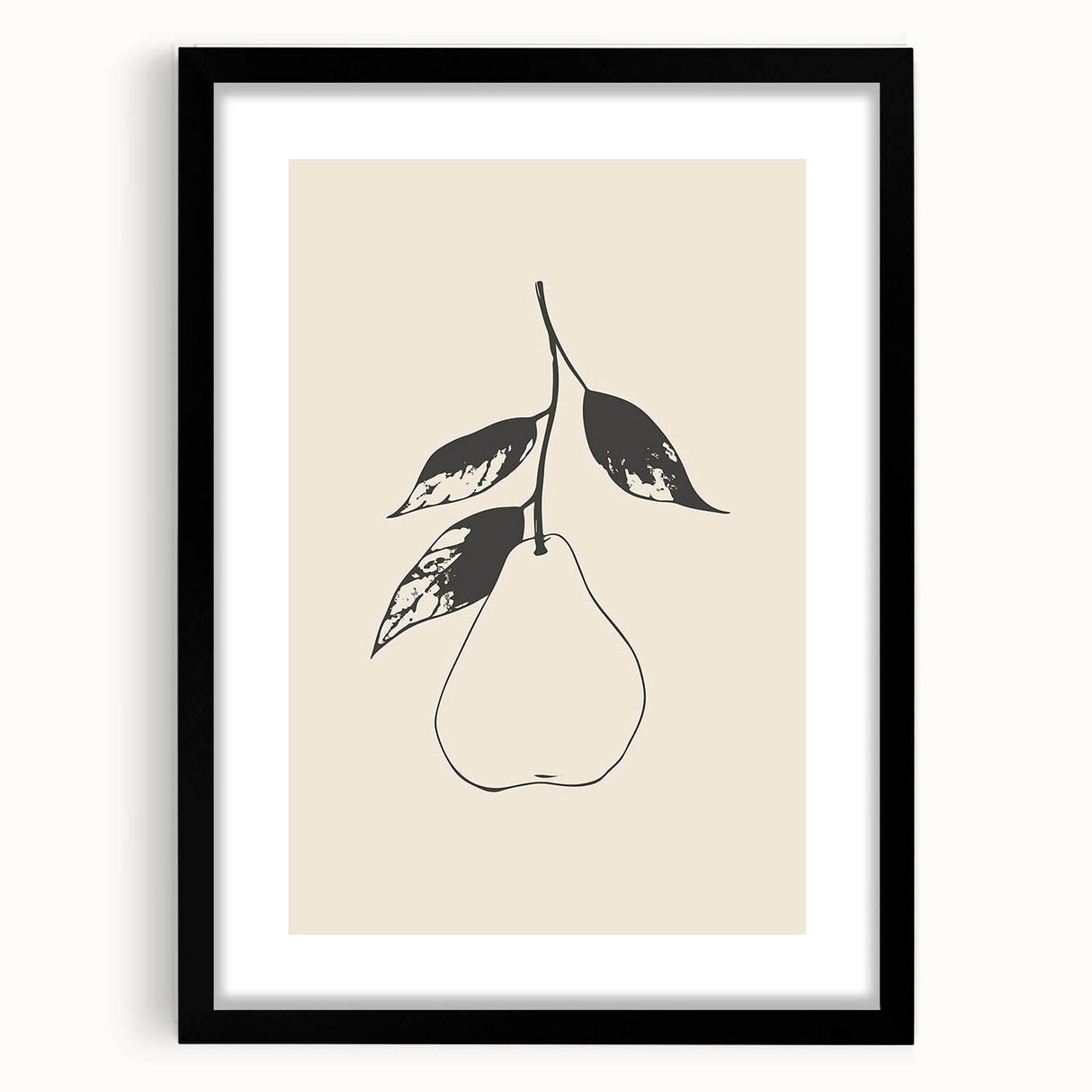 Framed abstract minimalist wall art design showcasing soft pastel colors and geometric shapes, complemented by a sleek black mat, ideal for modern decor.