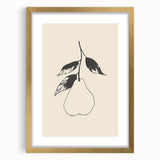 Framed abstract minimalist wall art in gold, showcasing a sleek design with a mat, perfect for modern home decor or office spaces.