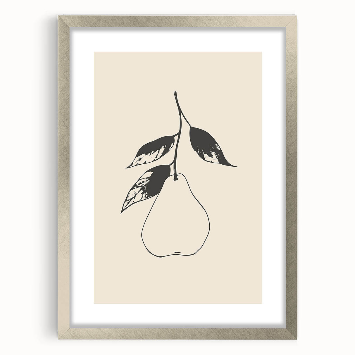 Framed abstract minimalist wall art featuring a silver mat, showcasing a modern design with soft color tones, perfect for contemporary decor.