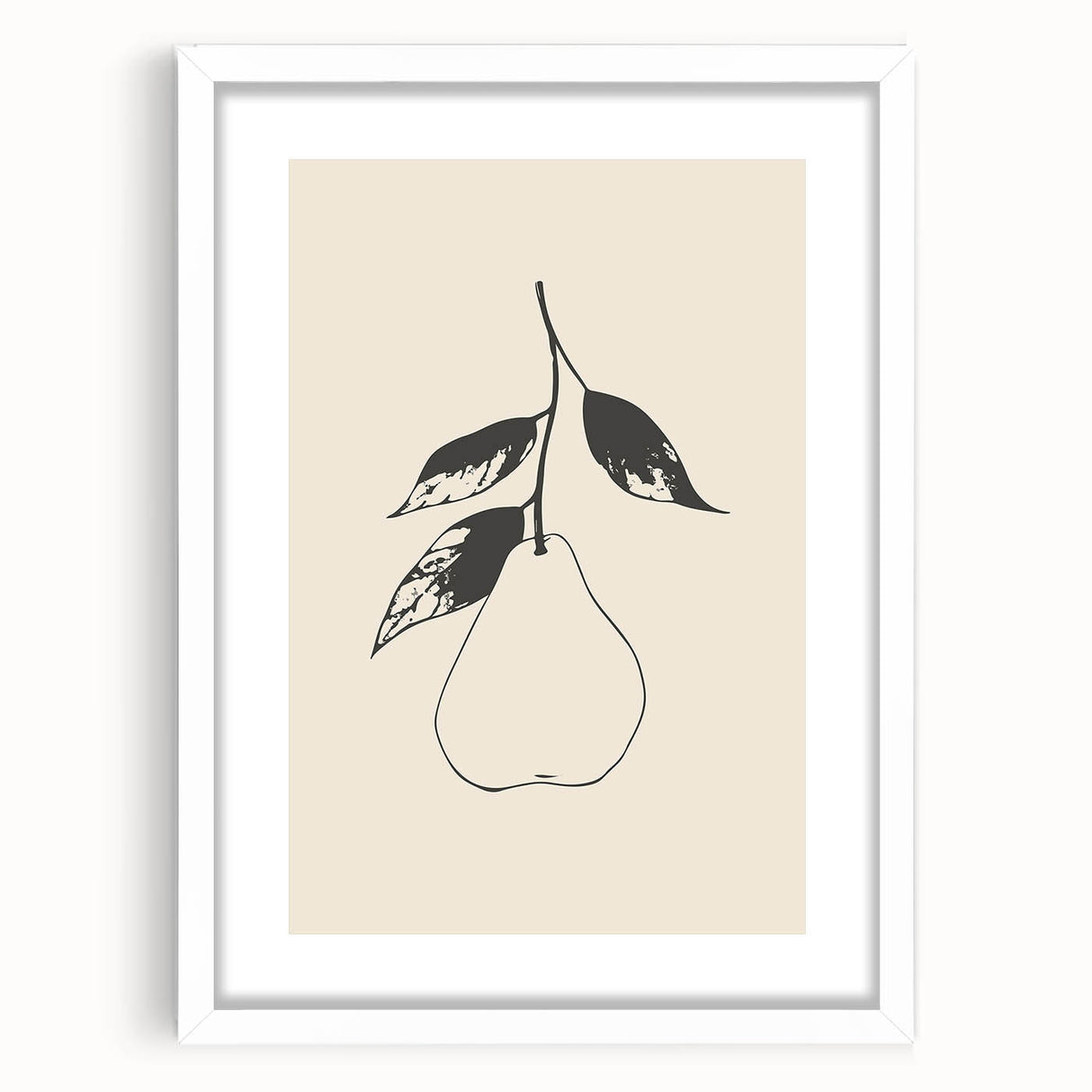 Minimalist wall art print in a white frame and mat, showcasing abstract geometric shapes in soft pastel colors, ideal for modern decor.