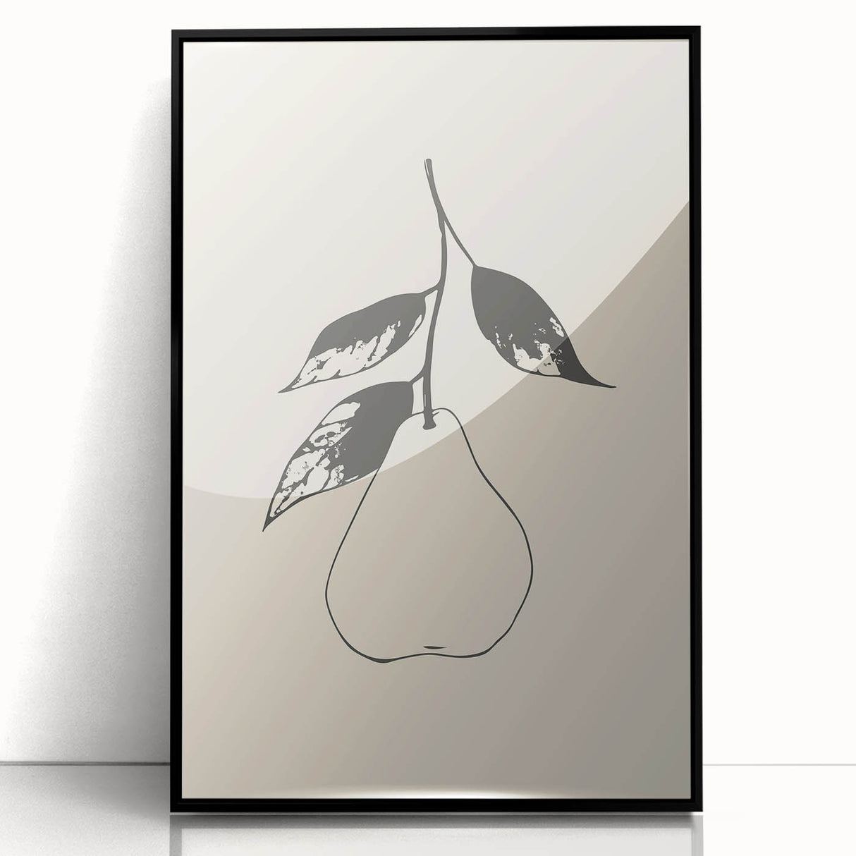 Framed black abstract minimalist wall art design showcasing fluid shapes and contrasting colors, perfect for modern decor.