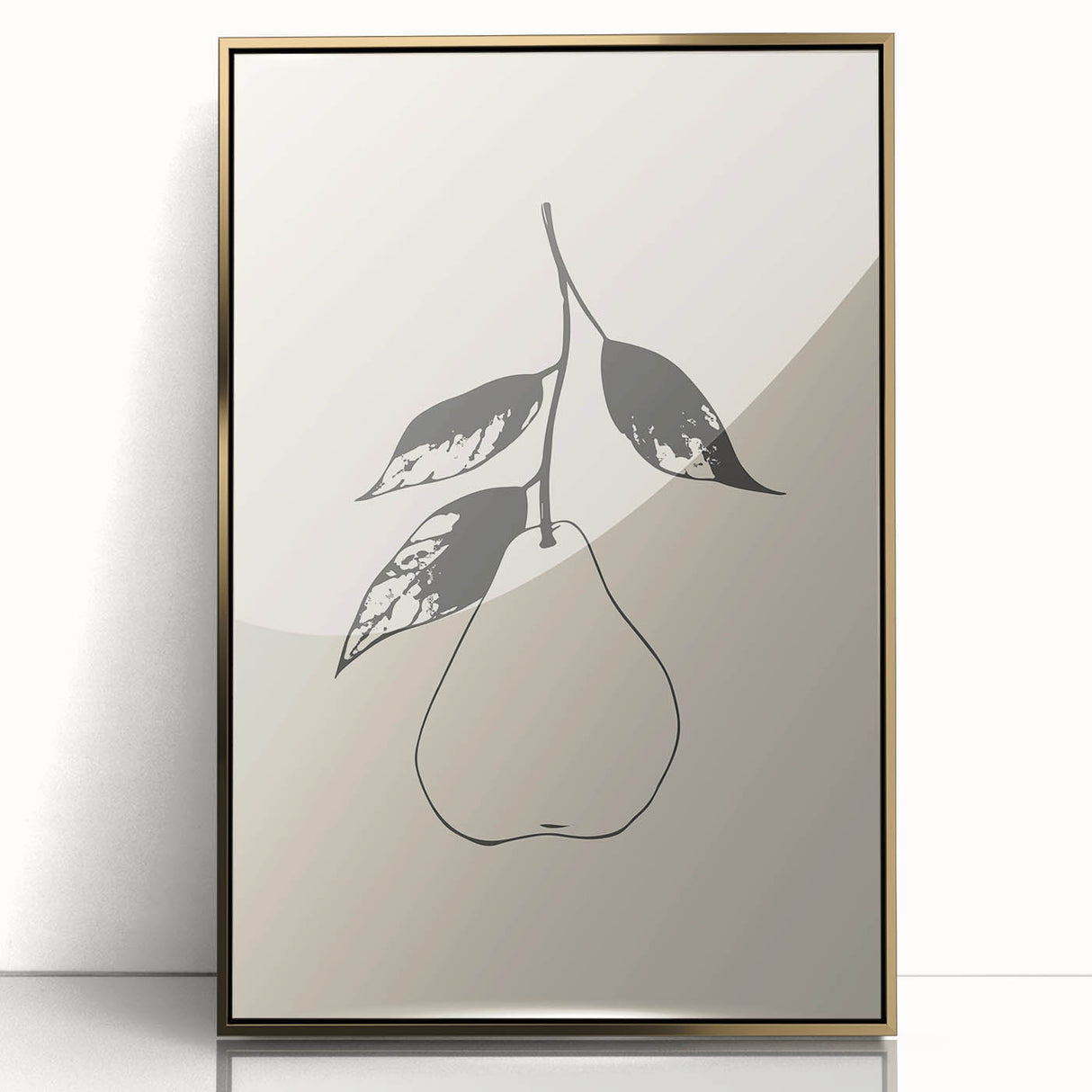 Framed abstract minimalist wall art featuring a gold-accented design on a sleek black background, enhancing modern home decor aesthetics.