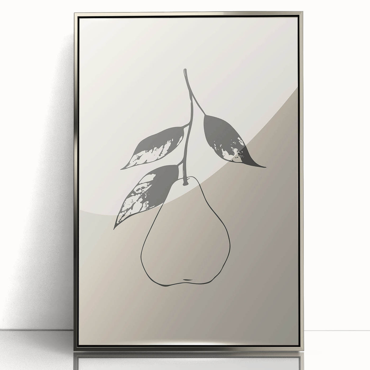 Framed abstract minimalist wall art featuring a silver acrylic design, showcasing fluid shapes and modern aesthetics, perfect for contemporary decor.