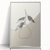 Framed minimalist wall art featuring an abstract design in soft pastel colors, showcasing smooth lines and geometric shapes against a white background.