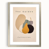 Abstract minimalist wall art design featuring a silver-framed piece with a mat, showcasing geometric patterns and soft color tones, ideal for modern home decor.