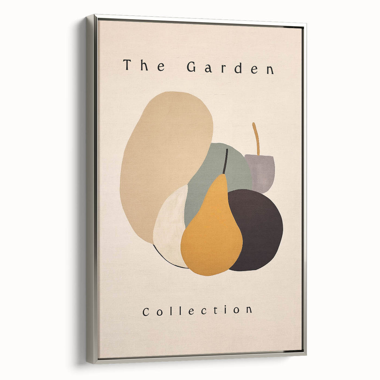 Framed abstract minimalist wall art collection featuring a sleek silver side profile, showcasing a modern design perfect for contemporary home decor.