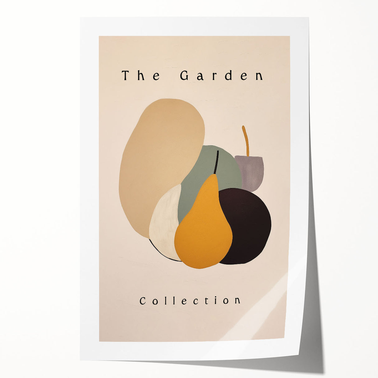 Abstract minimalist wall art print showcasing soft pastel colors and geometric shapes, rolled for shipping in a protective cardboard tube, ideal for modern decor.