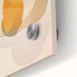 Close-up of an abstract minimalist wall art piece showcasing vibrant colors and sleek acrylic glass finish, perfect for modern home decor accents.