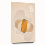 Abstract minimalist wall art design on acrylic glass showcasing geometric shapes and soft neutral colors, elegantly displayed from the side without pins. Ideal for modern home decor or art enthusiasts seeking a contemporary aesthetic.