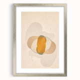 Minimalist silver-framed wall art featuring an abstract design with a mat, showcasing elegant geometric shapes and a harmonious color palette, perfect for modern decor.