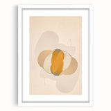 Abstract minimalist wall art featuring a framed design with a white mat, showcasing modern geometric shapes and soft color palette, ideal for contemporary home decor.