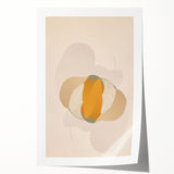 Abstract minimalist wall art print showcasing soft pastel colors, geometric shapes, and fluid lines, rolled up in a protective cardboard tube for easy shipping. Ideal for modern home decor.