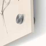 Close-up of an abstract minimalist wall art design featuring soft pastel colors and fluid shapes, displayed on acrylic glass, enhancing modern interior decor.