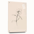 Abstract minimalist wall art design featuring an acrylic glass frame, displayed from a side view with visible mounting pins, perfect for modern decor.