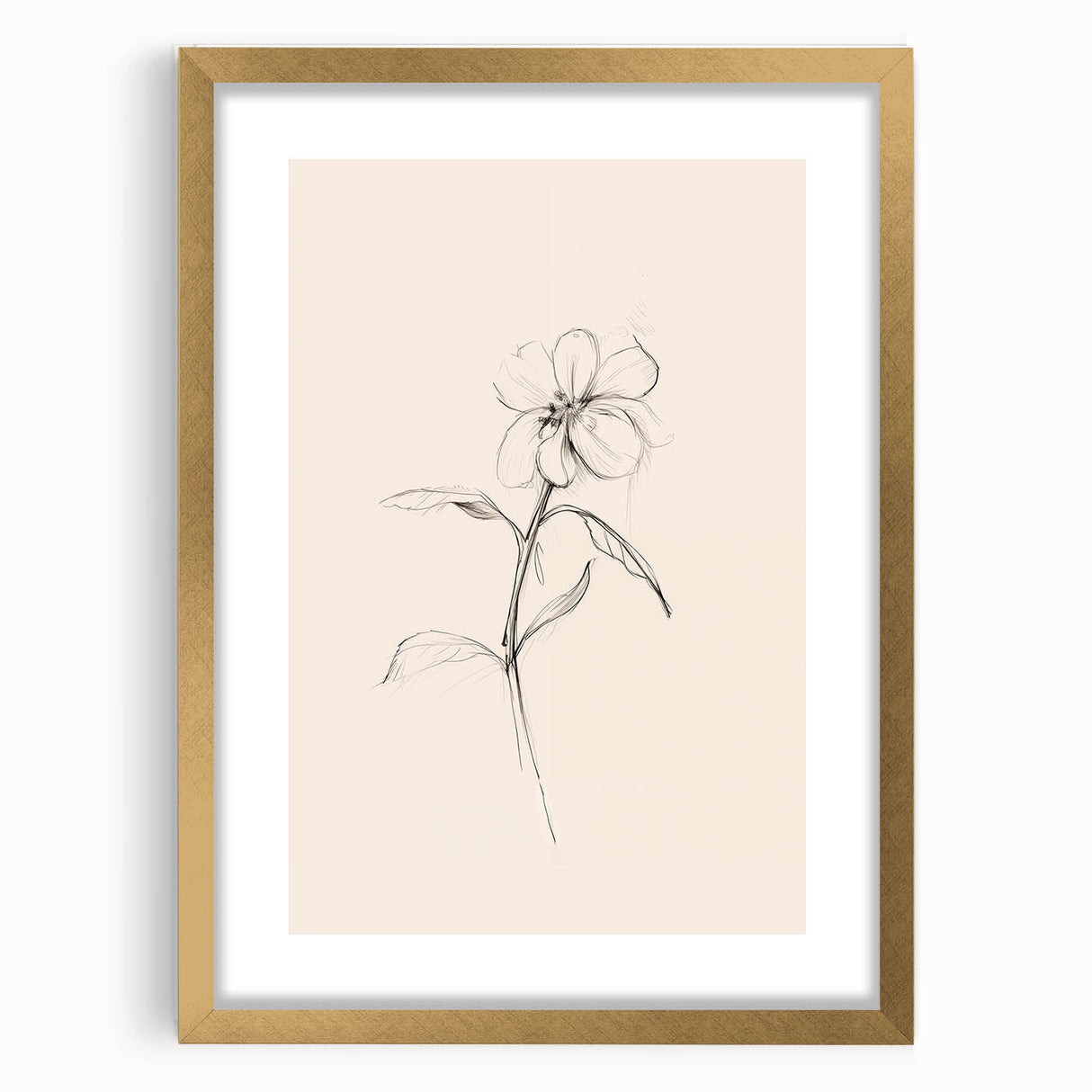 Abstract minimalist wall art design featuring a gold frame and mat, showcasing elegant geometric patterns. Perfect for modern decor or gallery walls.