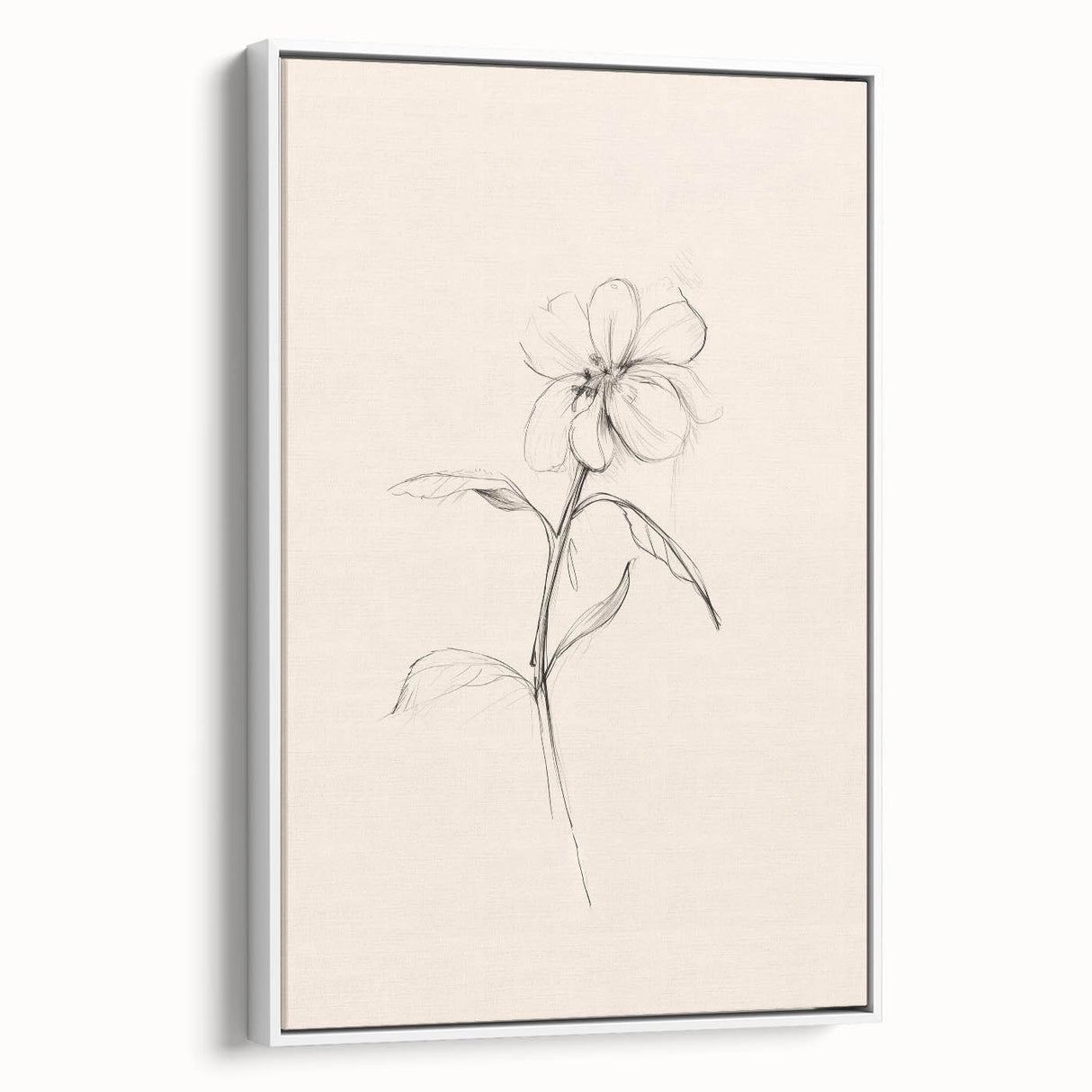 Framed canvas wall art showcasing an abstract minimalist design, featuring a predominantly white background with subtle geometric patterns, ideal for modern decor.