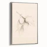 Framed minimalist wall art featuring an abstract design in soft silver tones, displayed from a side view to highlight its sleek profile and modern aesthetic.