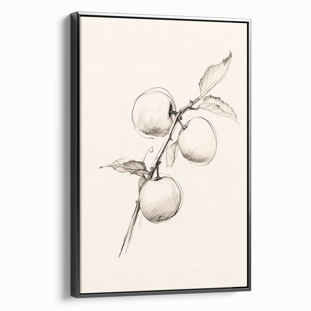 Framed canvas wall art featuring an abstract minimalist design with a black border, showcasing elegant lines and shapes, perfect for modern home decor.