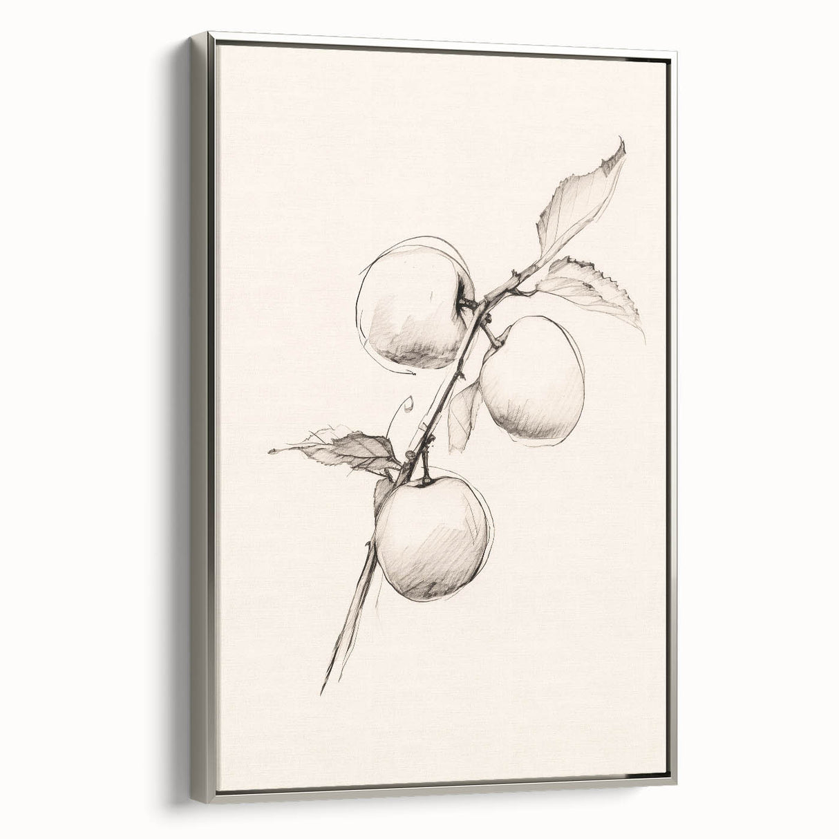 Framed abstract minimalist wall art in a silver frame, showcasing geometric patterns and soft color tones, perfect for modern home decor.