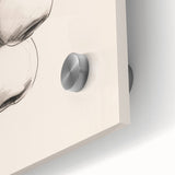 Abstract minimalist wall art collection featuring an intricate design in soft, muted colors, displayed in a close-up view showcasing the glossy acrylic glass finish, perfect for modern home decor.