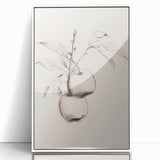 Framed abstract minimalist wall art with a sleek white border, featuring geometric shapes in soft pastel colors, ideal for modern home decor and artistic interiors.