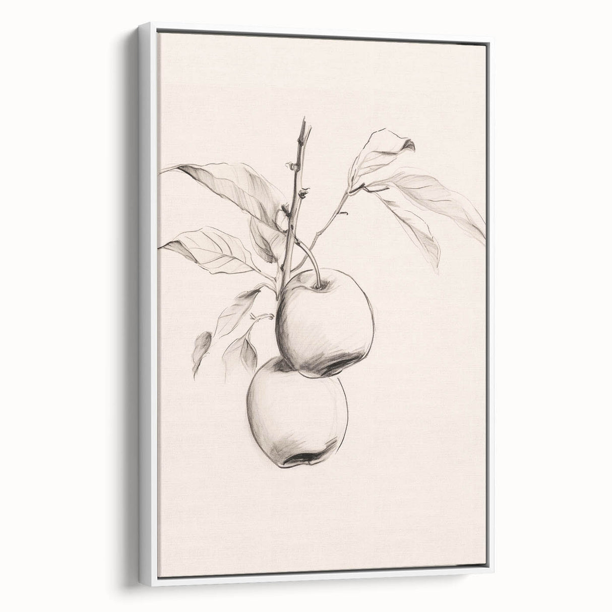 Framed canvas wall art showcasing an abstract minimalist design in soft white tones, viewed from the side, perfect for modern home decor and aesthetic enhancement.