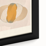 Close-up of a framed minimalist abstract wall art design showcasing bold geometric shapes in soft pastel colors, adding a modern touch to any decor.
