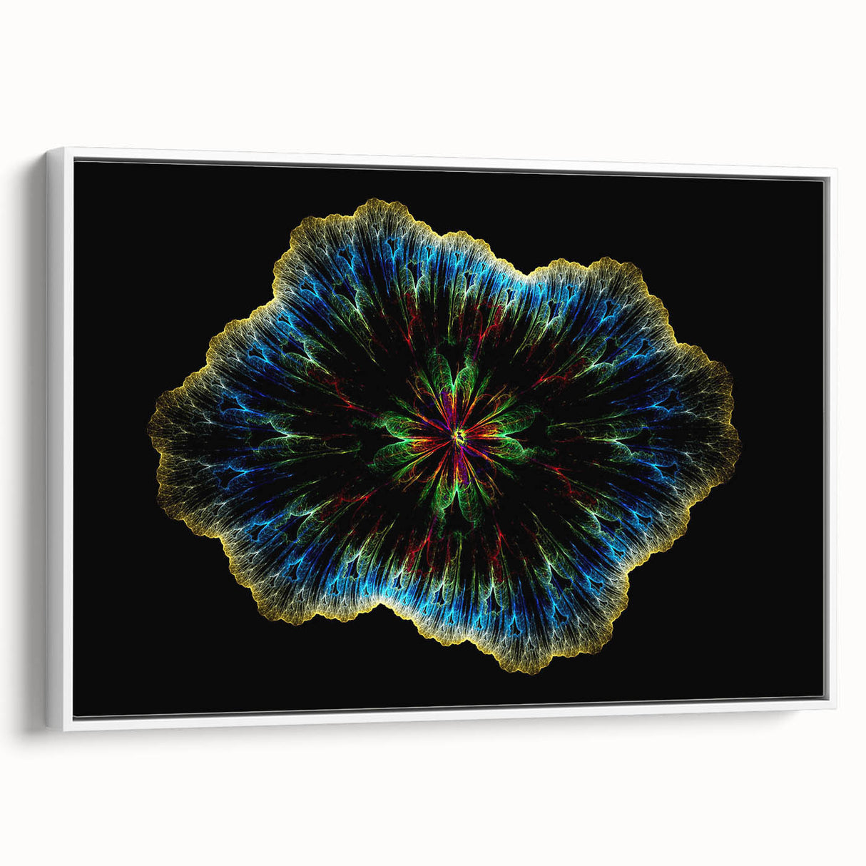 Framed abstract minimalist wall art design showcasing a modern aesthetic with a predominantly white background and subtle geometric patterns, perfect for contemporary decor.