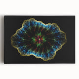 Stretched canvas displaying a vibrant abstract minimalist wall art design, featuring geometric shapes in soothing pastel colors, perfect for modern home decor.