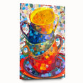 Abstract minimalist design wall art collection displayed in a side view, showcasing acrylic glass framing, with decorative pins enhancing its modern appeal.