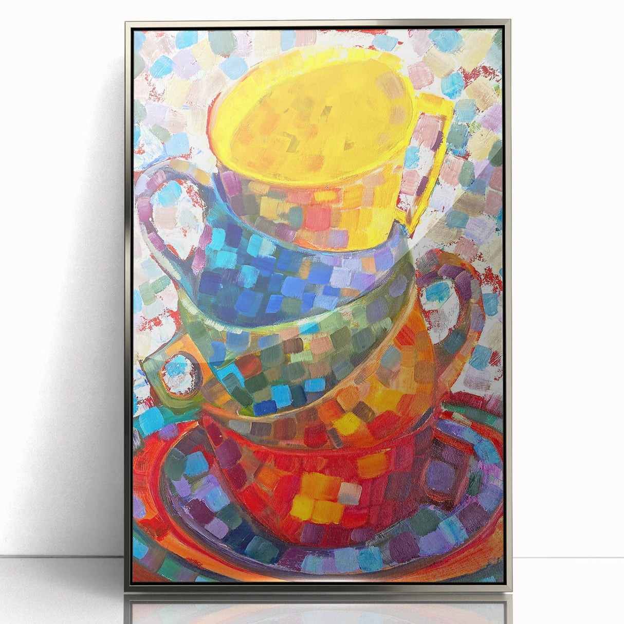 Framed abstract minimalist wall art design showcasing a silver-accented aesthetic, perfect for modern home decor. Ideal for enhancing living spaces with style.