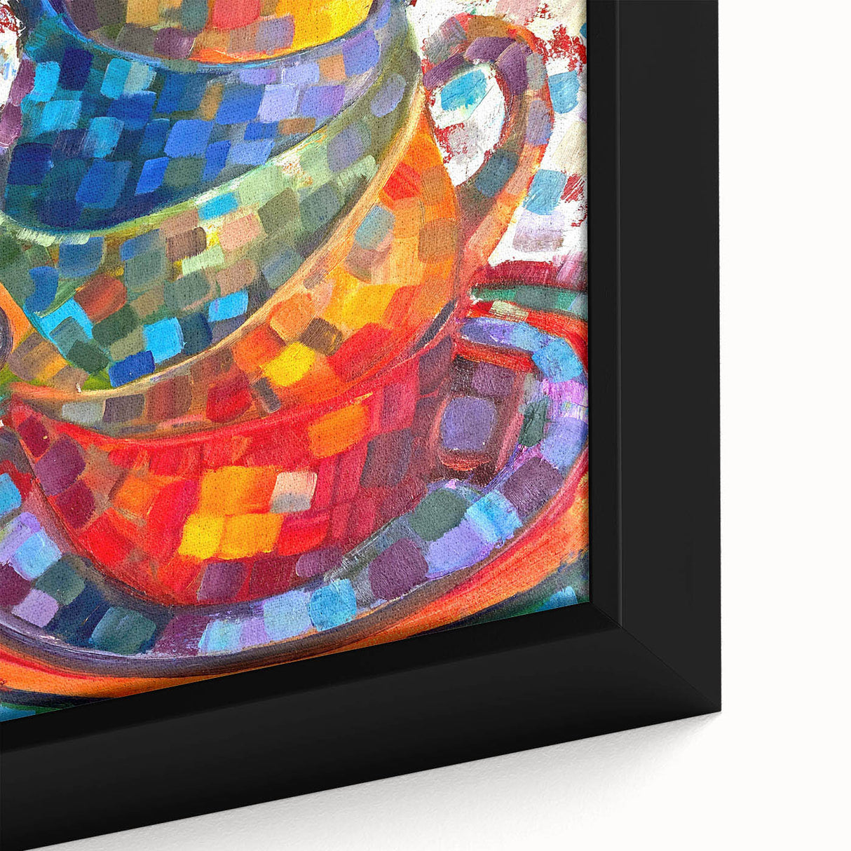 Close-up of a framed minimalist abstract wall art piece showcasing soft pastel colors and geometric shapes, ideal for modern home decor and artistic ambiance.