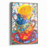 Framed abstract minimalist wall art featuring a silver border, showcasing a modern design on canvas, ideal for contemporary home decor.