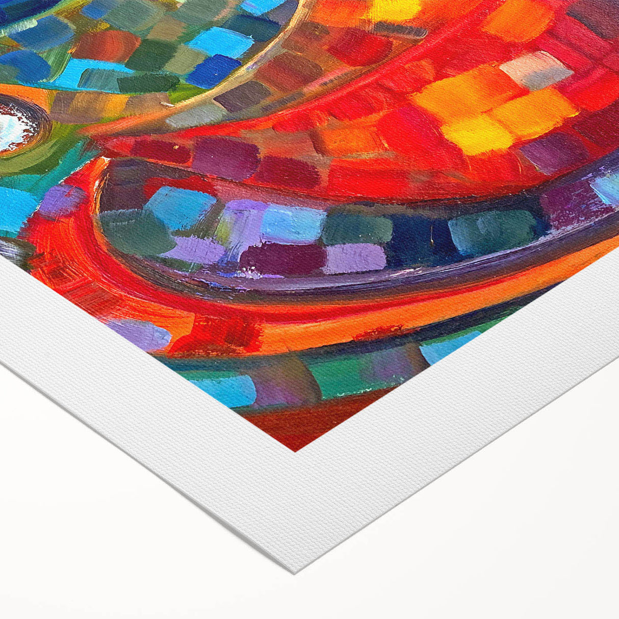 Abstract minimalist wall art design featuring soft pastel colors and geometric shapes, printed on rolled canvas for easy display, ideal for modern decor.