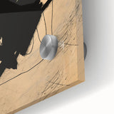 Close-up of an abstract minimalist wall art design printed on acrylic glass, showcasing vibrant colors and smooth texture, perfect for modern decor.