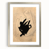 Framed abstract minimalist wall art design featuring a silver mat and sleek frame, showcasing soft colors and elegant lines for modern decor.