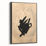 Framed abstract minimalist wall art design in black, showcasing a sleek side view of elegant lines and shapes, perfect for modern decor.