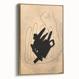 Framed abstract minimalist wall art collection showcasing a gold-toned design with a sleek side view, perfect for modern decor.