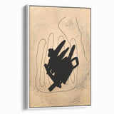 Framed abstract minimalist wall art featuring a serene design in soft pastel colors, displayed from a side view against a neutral background.