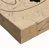 Close-up of a stretched canvas print showcasing an abstract minimalist design in soft earth tones, perfect for modern interior decor.