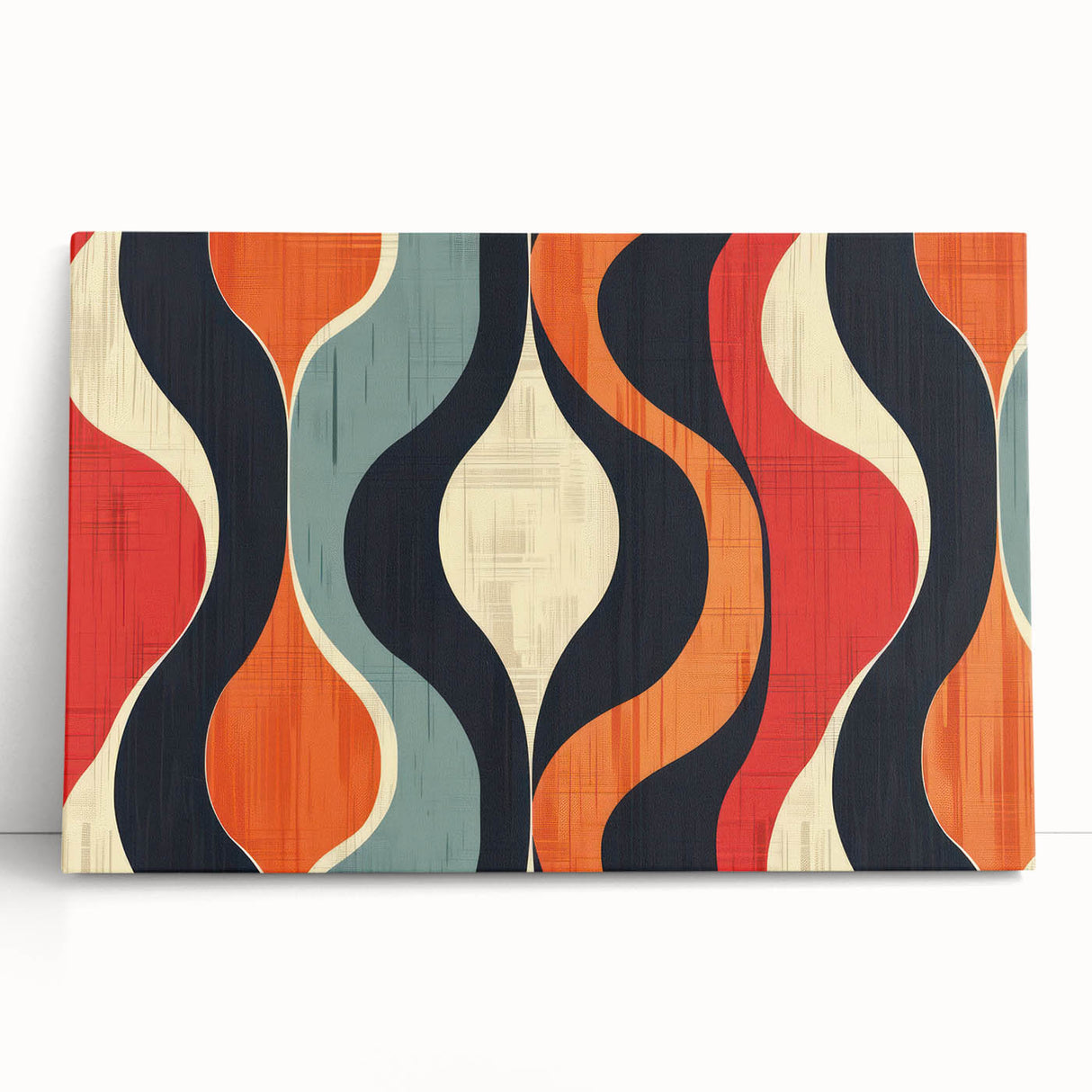 Abstract minimalist design wall art collection displayed on a white wall, showcasing soft pastel colors and geometric shapes, perfect for modern decor.