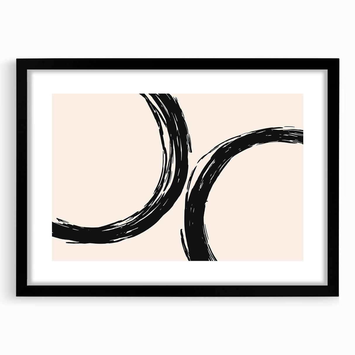 Abstract minimalist wall art design featuring a black frame and mat, showcasing a modern aesthetic. Perfect for contemporary home decor, enhancing any room's style.