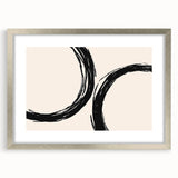 Abstract minimalist wall art design featuring a silver frame and mat, showcasing a contemporary aesthetic suitable for modern interiors, ideal for enhancing home decor.