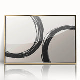 Framed abstract minimalist wall art collection showcasing a gold-accented design, displayed from the front against a neutral background, ideal for modern decor.