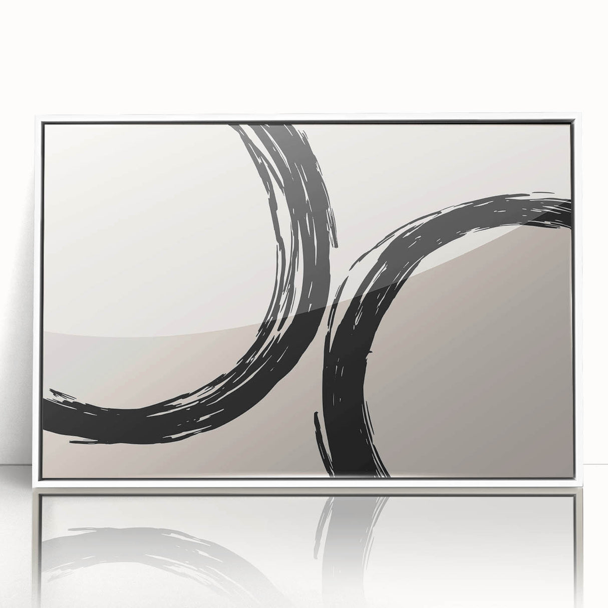 Framed abstract minimalist wall art featuring a white and gray design, ideal for modern decor. Perfect for enhancing any contemporary living space aesthetic.