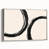 Framed abstract minimalist wall art design featuring a silver finish, showcasing geometric patterns and soft color tones, perfect for modern home decor.